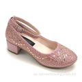 Mode Strass Schuhe Niedriger Absatz Glitzer Obermaterial